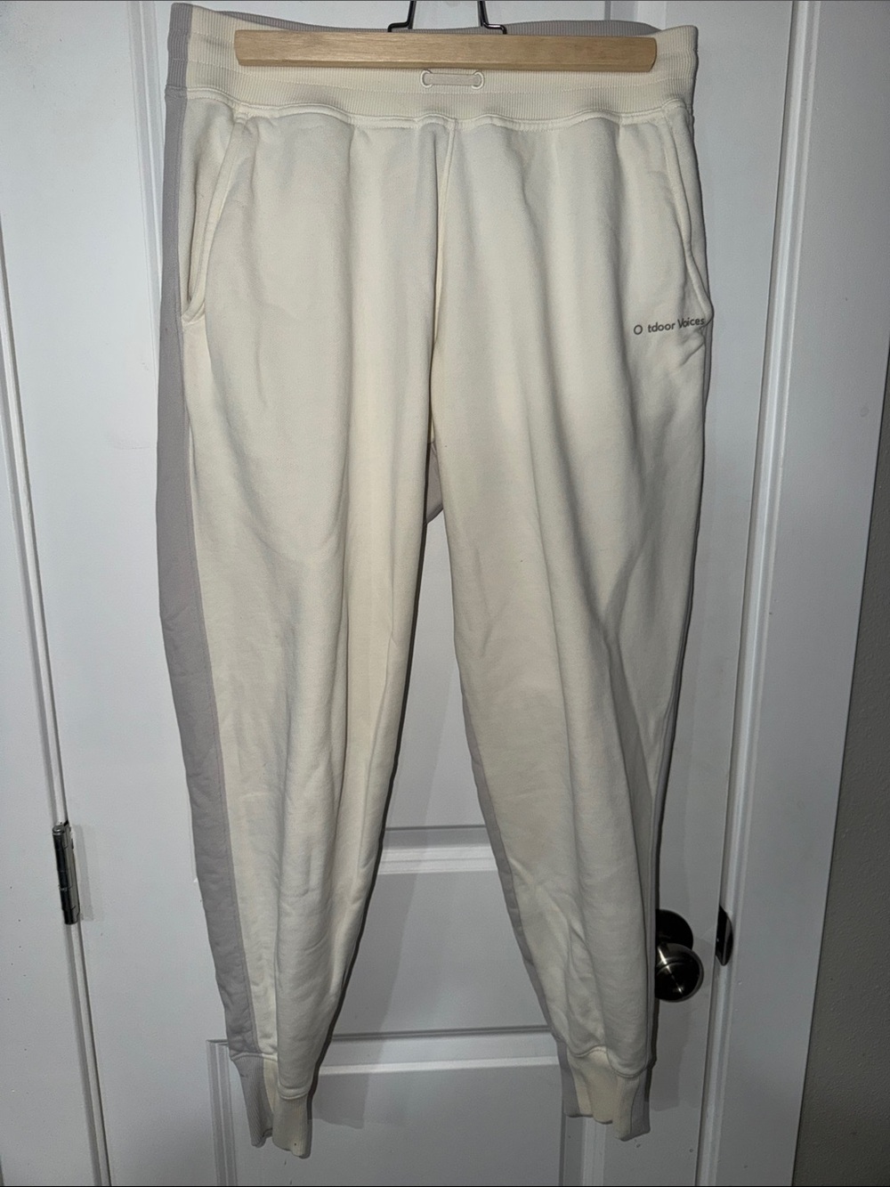 Outdoor Voices Men's Cream Joggers with Side Stripe